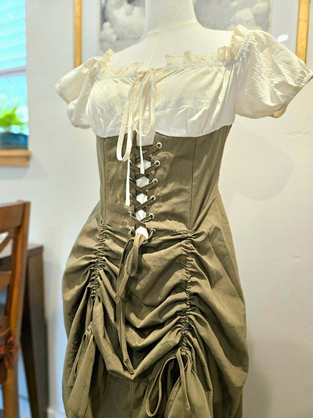 Renaissance High Low Corset Dress Whimsigoth Fairy Cottagecore Costume Large